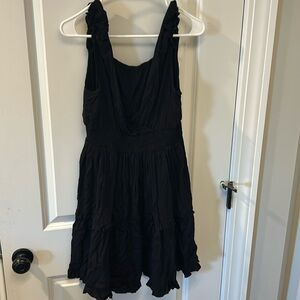 Black V-neck dress